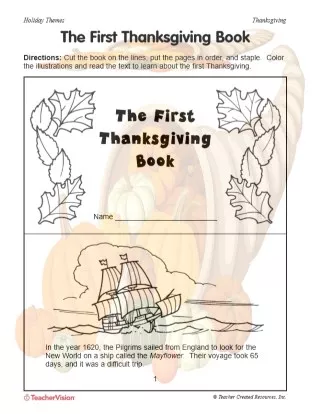 The First Thanksgiving Book Printable (2nd - 4th Grade) - TeacherVision